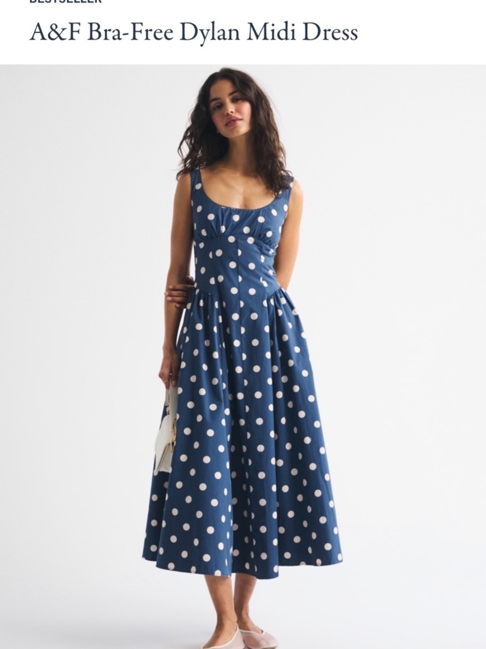 Abercrombie & Fitch Dylan Navy and White Polka Dot Midi Dress
